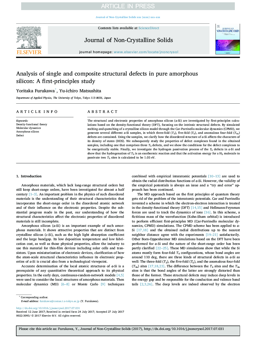 تجزیه و تحلیل نقص ساختاری تک و کامپوزیت در سیلیکون آمورف خالص: یک مطالعه اولیه 