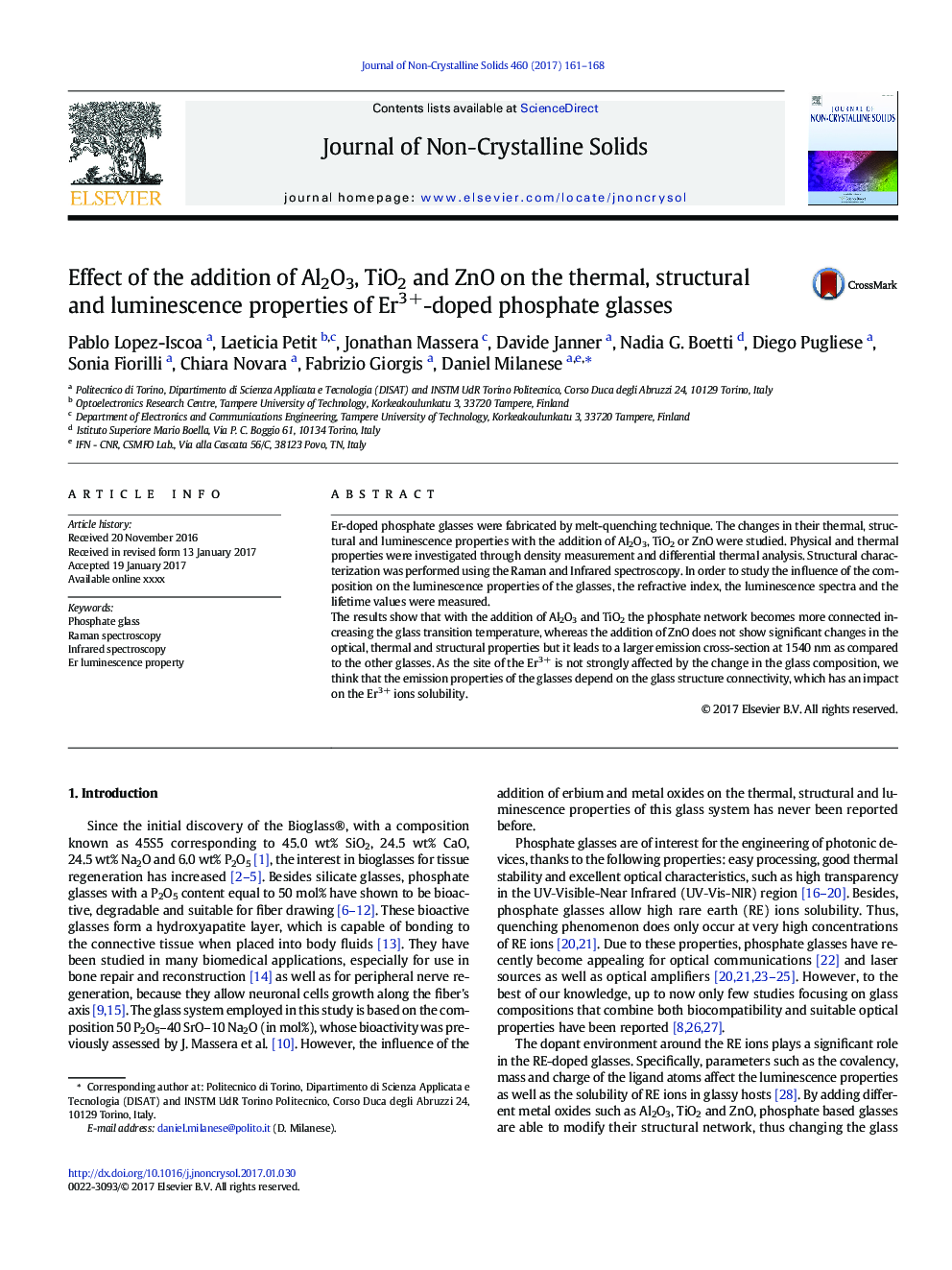 Effect of the addition of Al2O3, TiO2 and ZnO on the thermal, structural and luminescence properties of Er3+-doped phosphate glasses