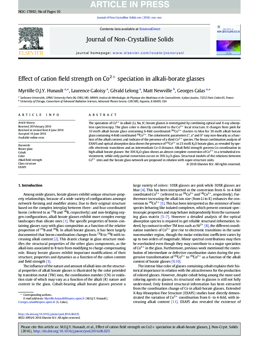 Effect of cation field strength on Co2+ speciation in alkali-borate glasses