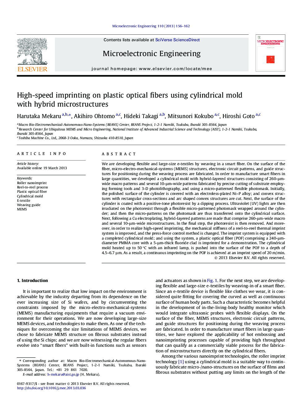 High-speed imprinting on plastic optical fibers using cylindrical mold with hybrid microstructures