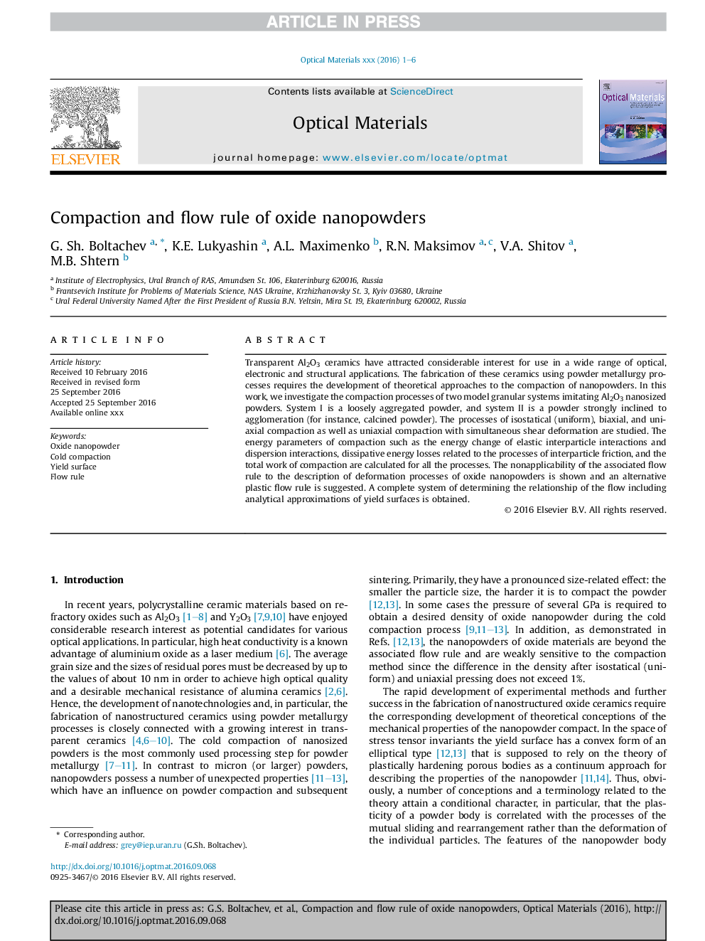 Compaction and flow rule of oxide nanopowders