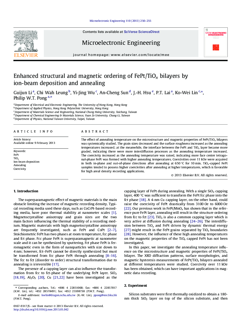 Enhanced structural and magnetic ordering of FePt/TiOx bilayers by ion-beam deposition and annealing