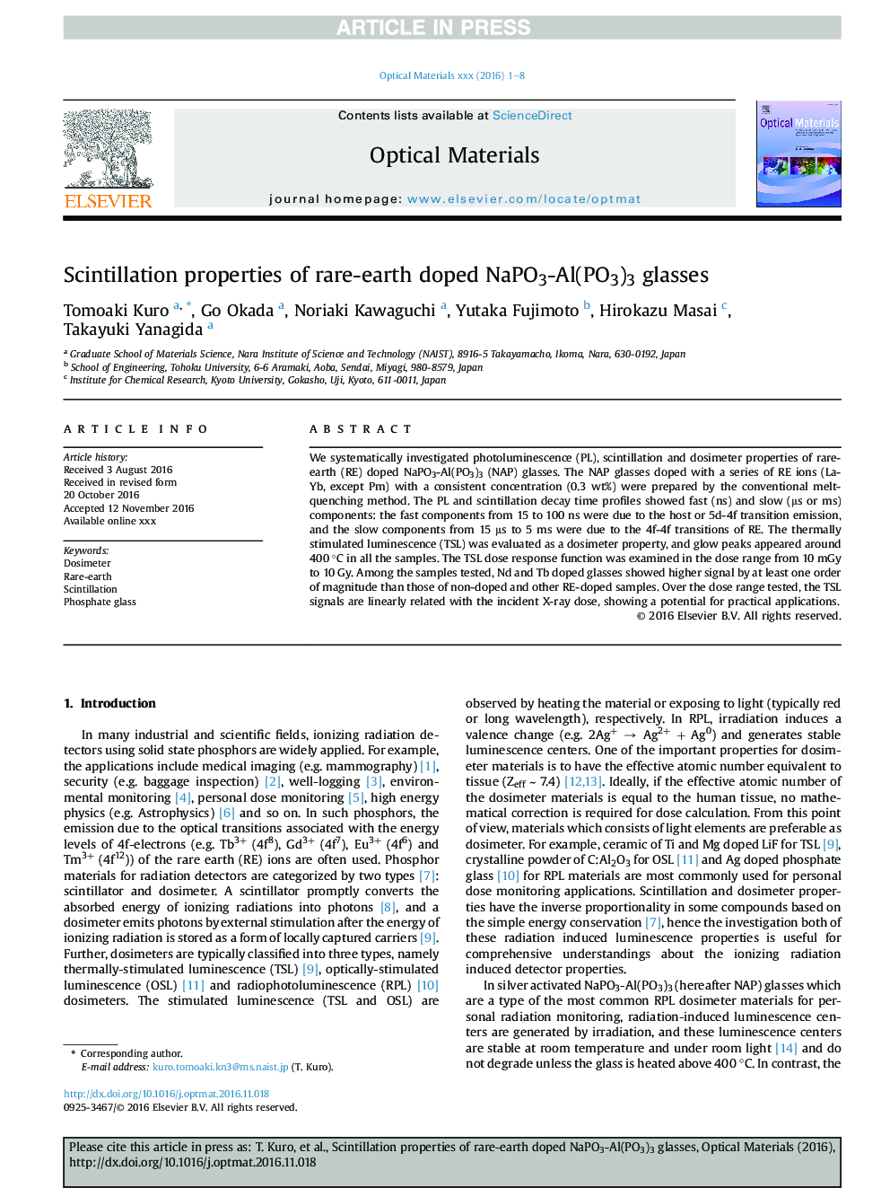 Scintillation properties of rare-earth doped NaPO3-Al(PO3)3 glasses