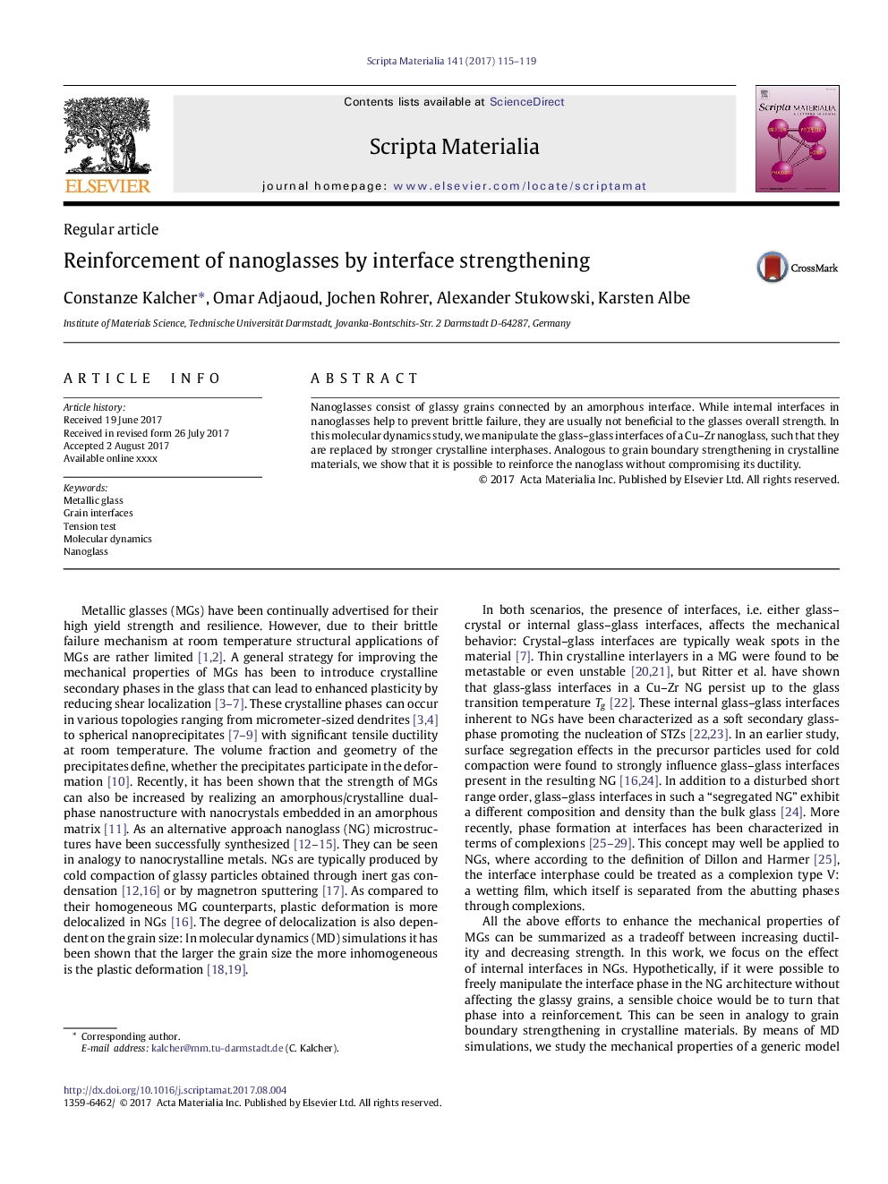 Reinforcement of nanoglasses by interface strengthening