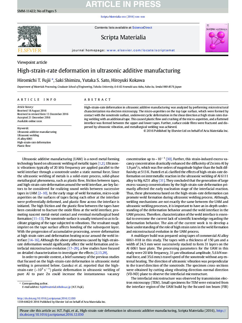 High-strain-rate deformation in ultrasonic additive manufacturing