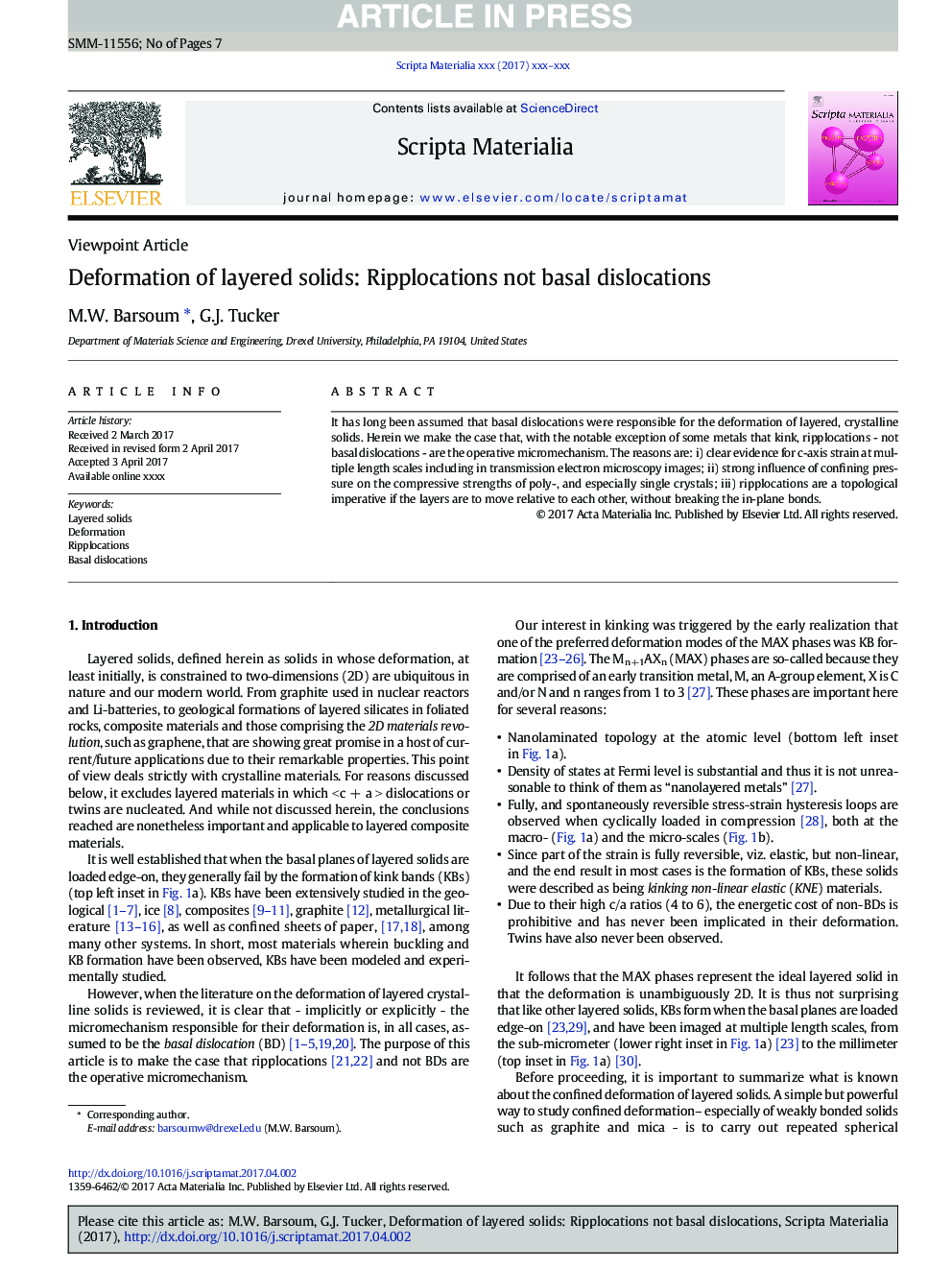 Deformation of layered solids: Ripplocations not basal dislocations