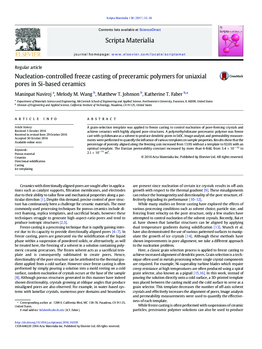 Nucleation-controlled freeze casting of preceramic polymers for uniaxial pores in Si-based ceramics