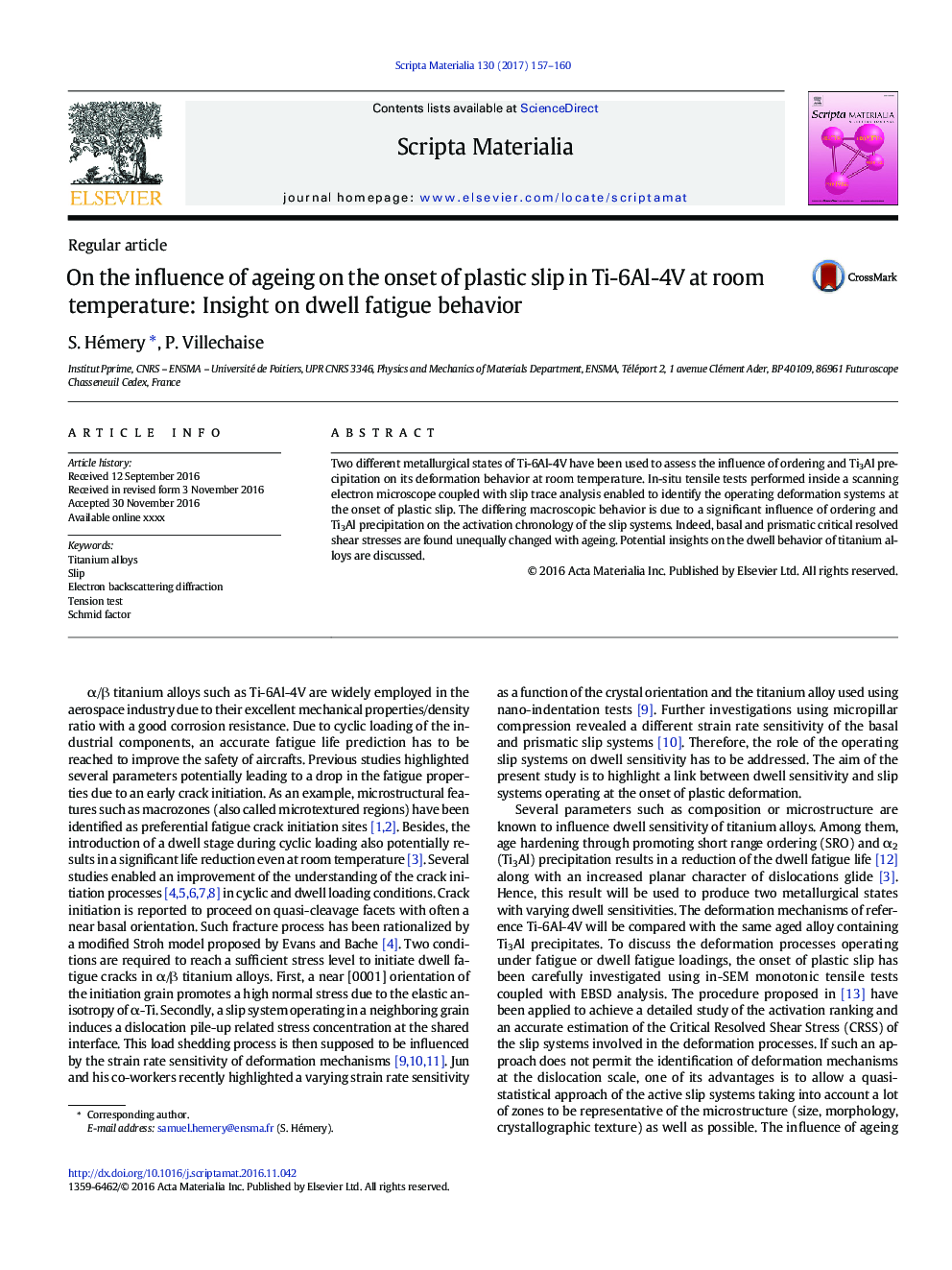 On the influence of ageing on the onset of plastic slip in Ti-6Al-4V at room temperature: Insight on dwell fatigue behavior