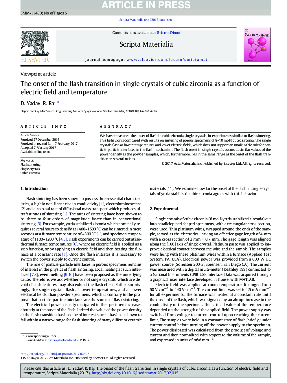 The onset of the flash transition in single crystals of cubic zirconia as a function of electric field and temperature