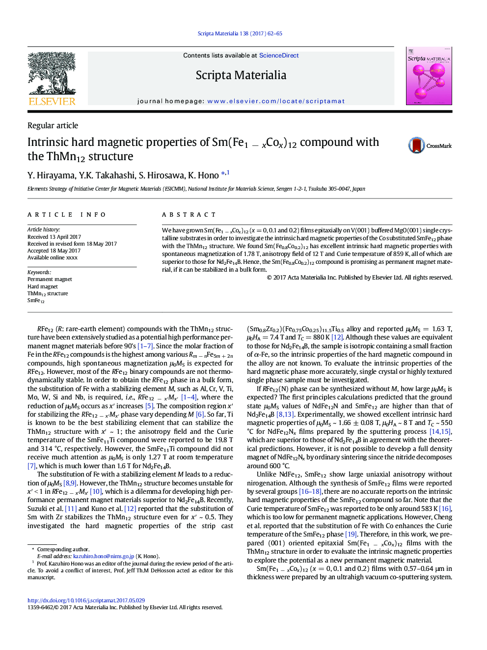 Intrinsic hard magnetic properties of Sm(Fe1Â âÂ xCox)12 compound with the ThMn12 structure