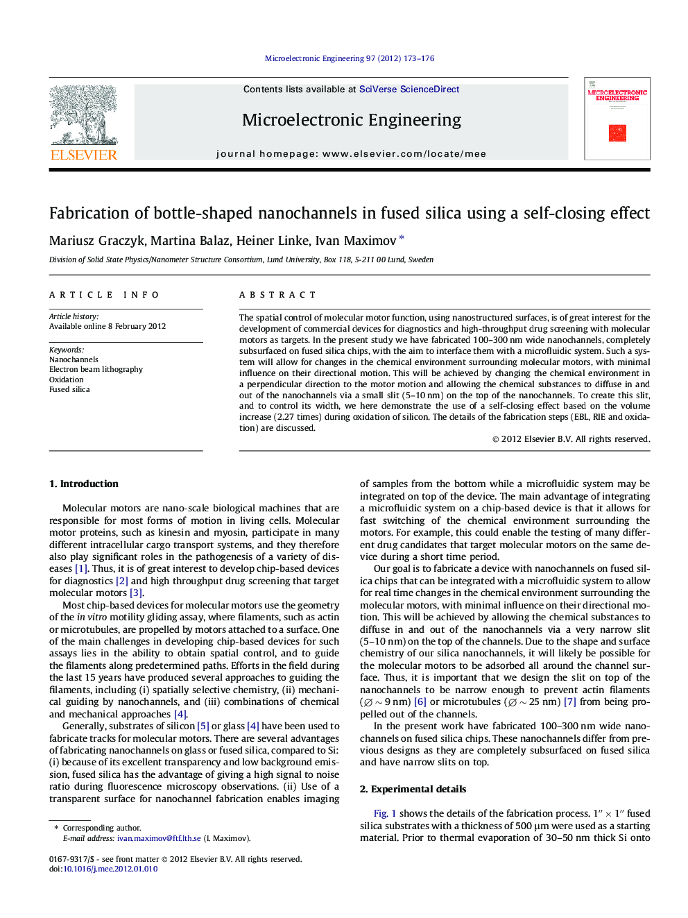 Fabrication of bottle-shaped nanochannels in fused silica using a self-closing effect