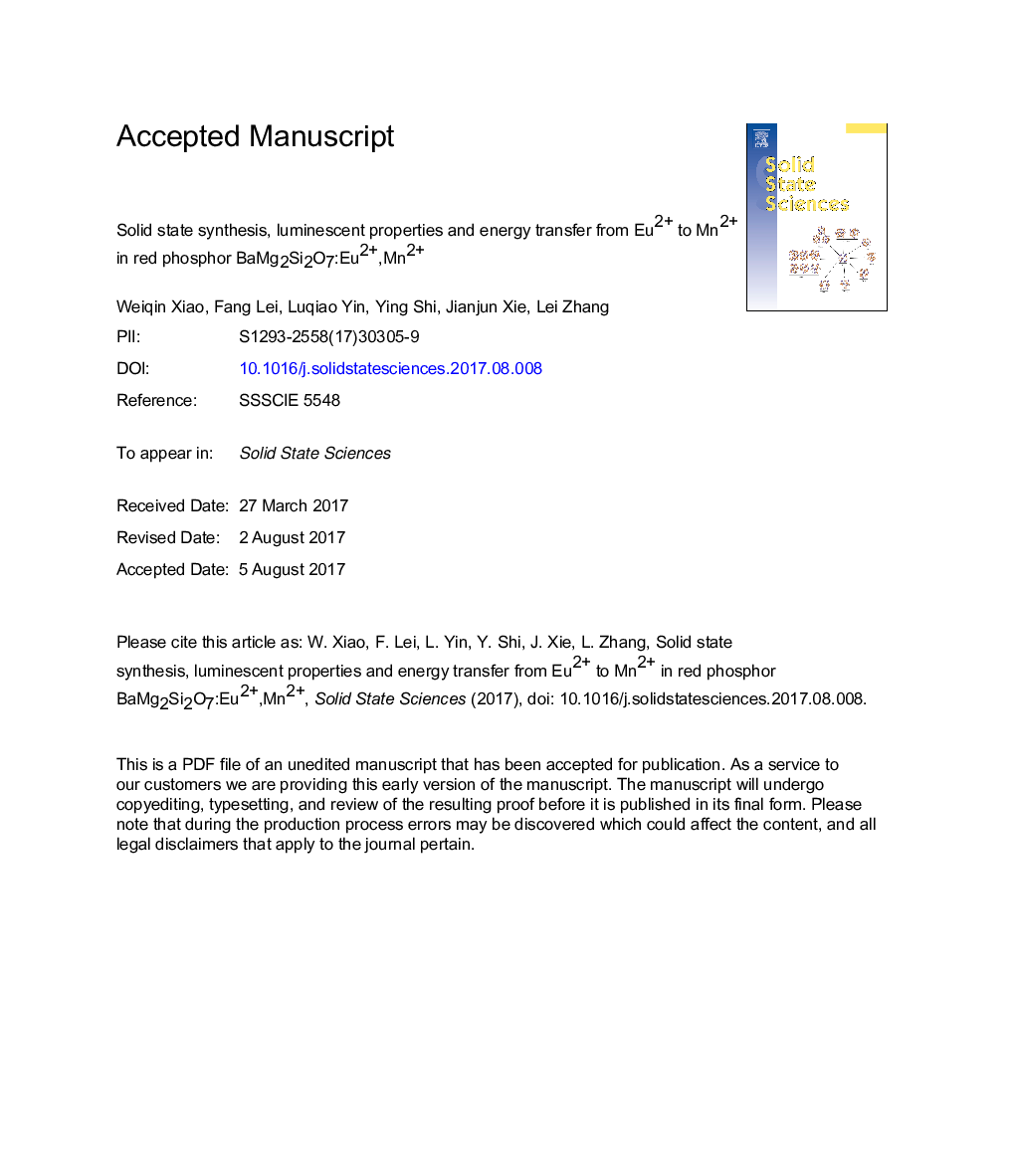 Solid state synthesis, luminescent properties and energy transfer from Eu2+ to Mn2+ in red phosphor BaMg2Si2O7:Eu2+,Mn2+