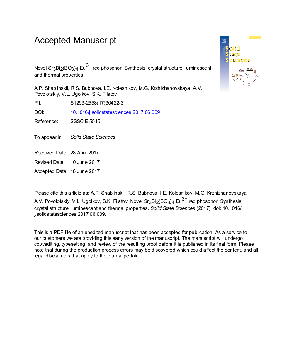 Novel Sr3Bi2(BO3)4:Eu3+ red phosphor: Synthesis, crystal structure, luminescent and thermal properties