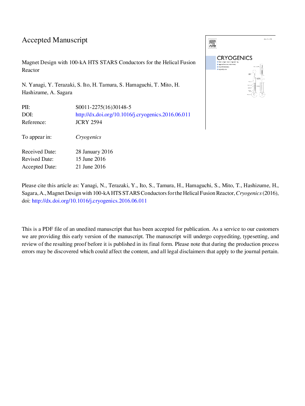 Magnet design with 100-kA HTS STARS conductors for the helical fusion reactor