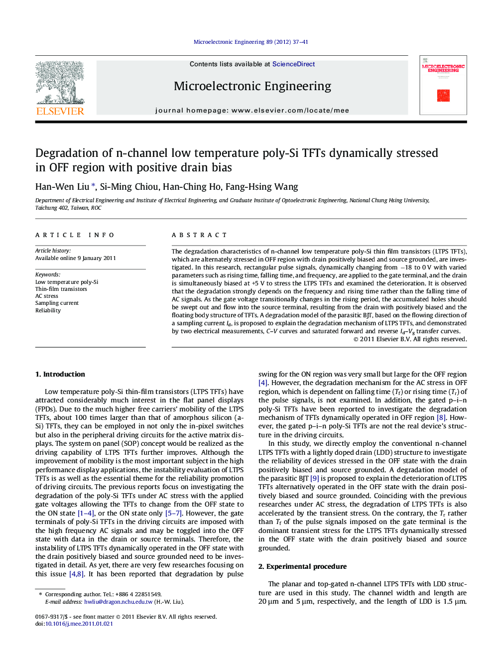 Degradation of n-channel low temperature poly-Si TFTs dynamically stressed in OFF region with positive drain bias