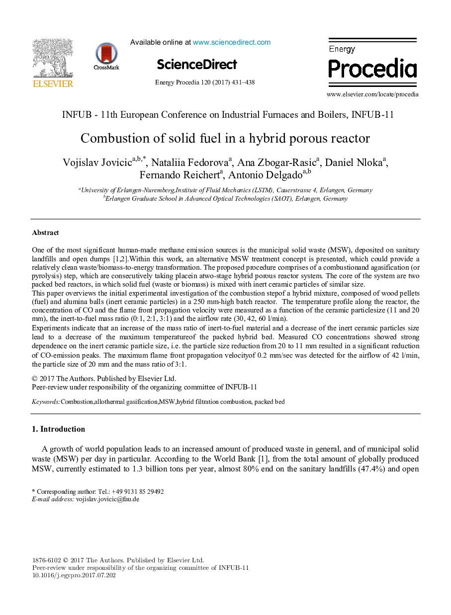 Combustion of solid fuel in a hybrid porous reactor