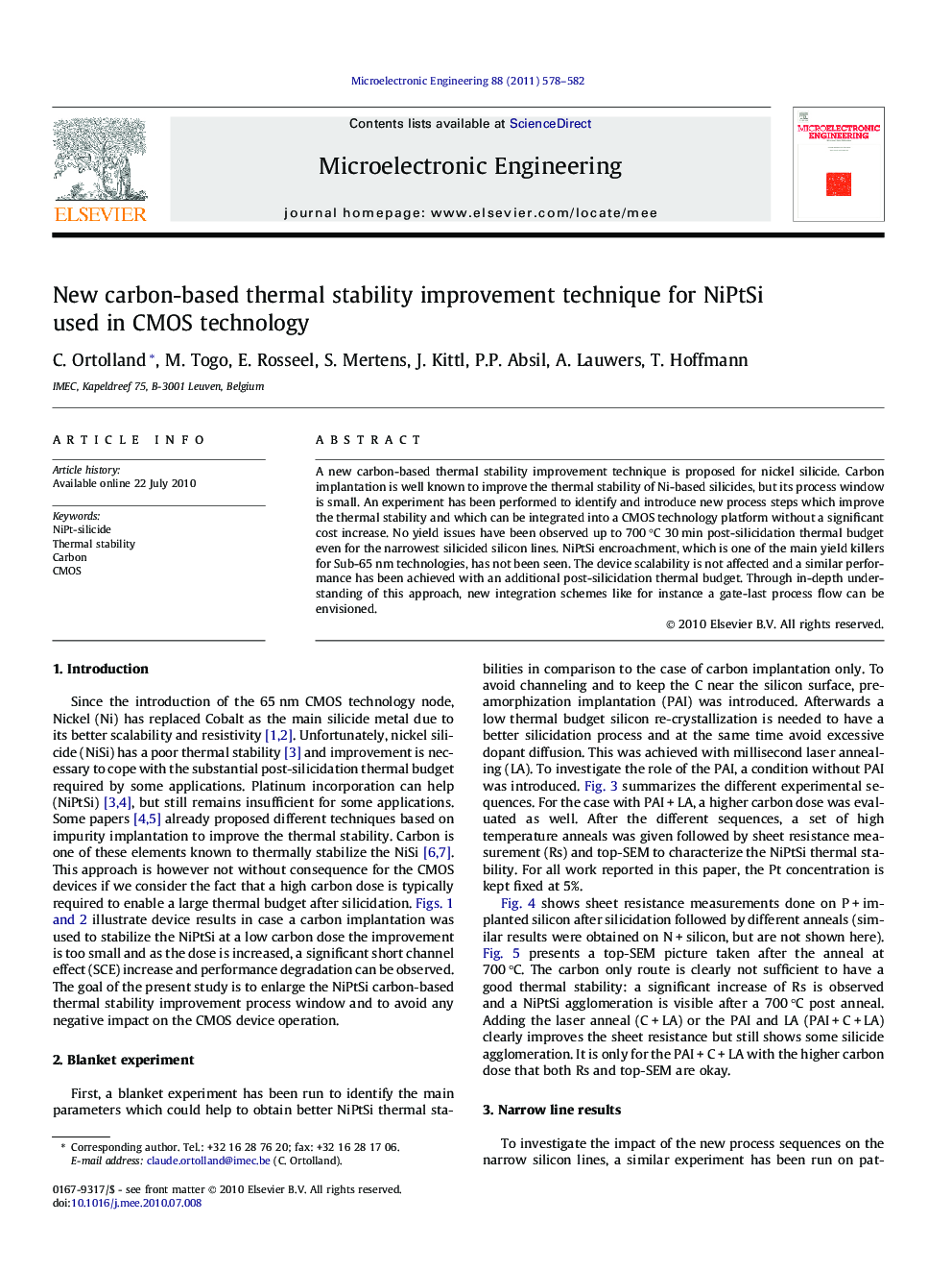 New carbon-based thermal stability improvement technique for NiPtSi used in CMOS technology