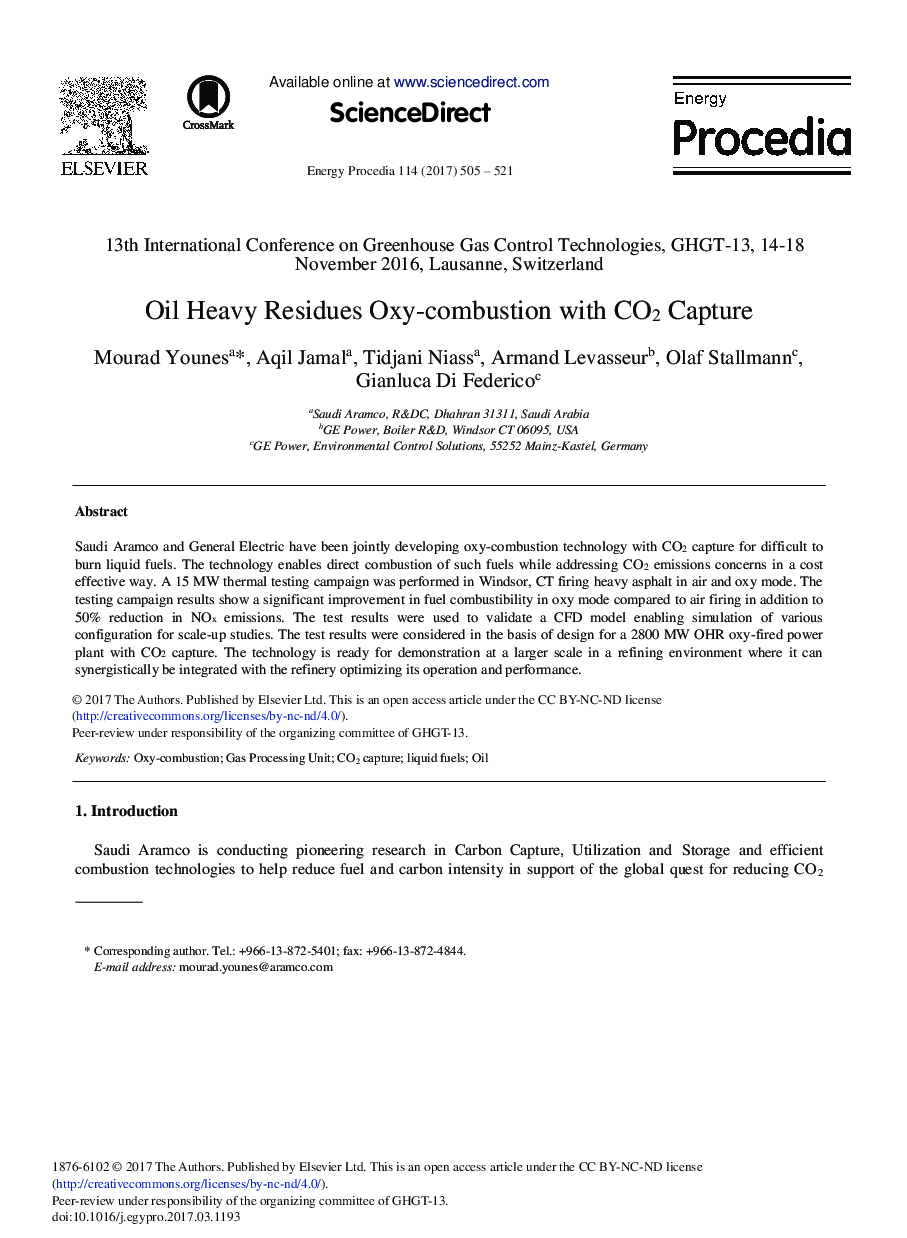 Oil Heavy Residues Oxy-combustion with CO2 Capture