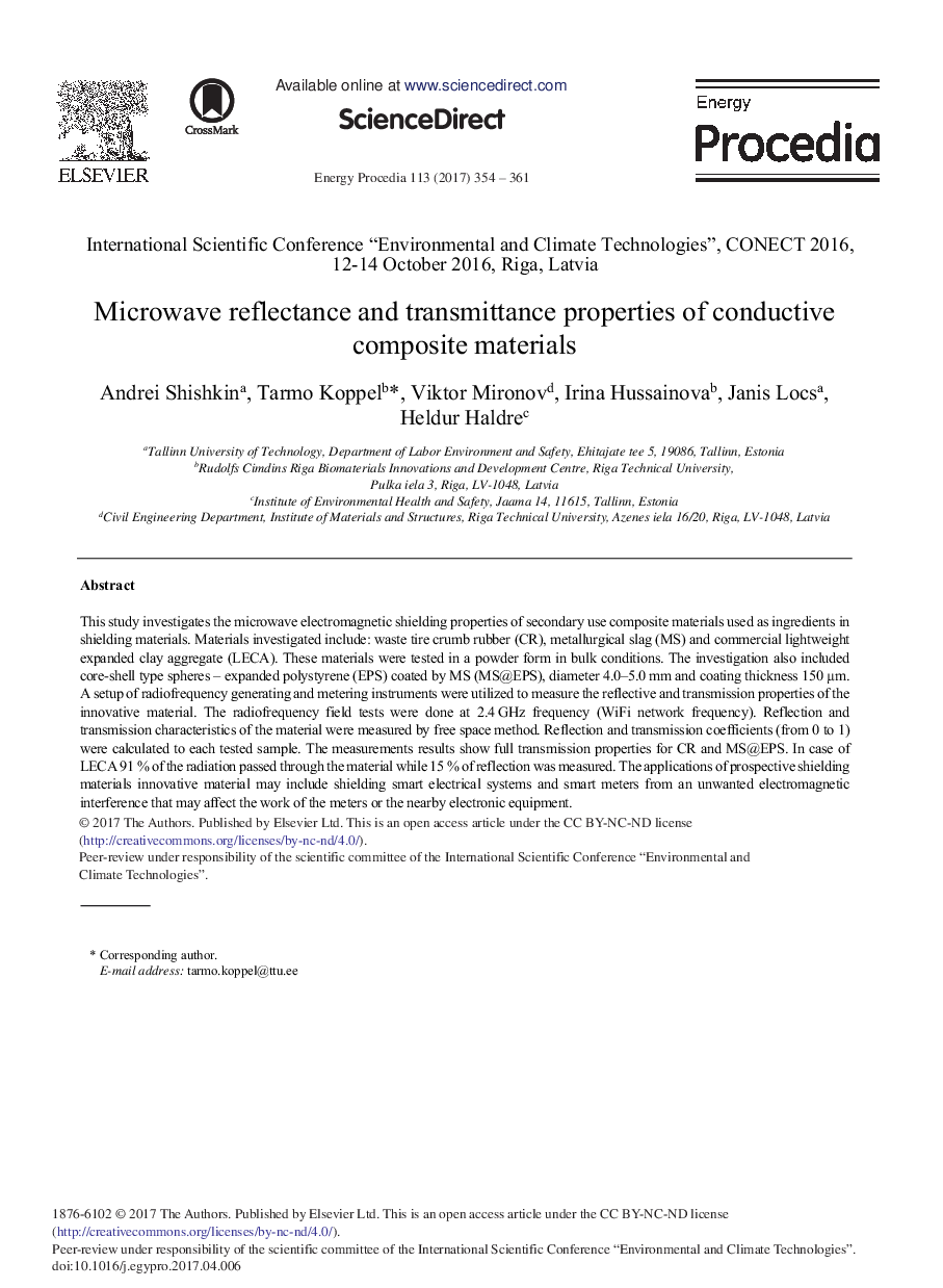 Microwave Reflectance and Transmittance Properties of Conductive Composite Materials