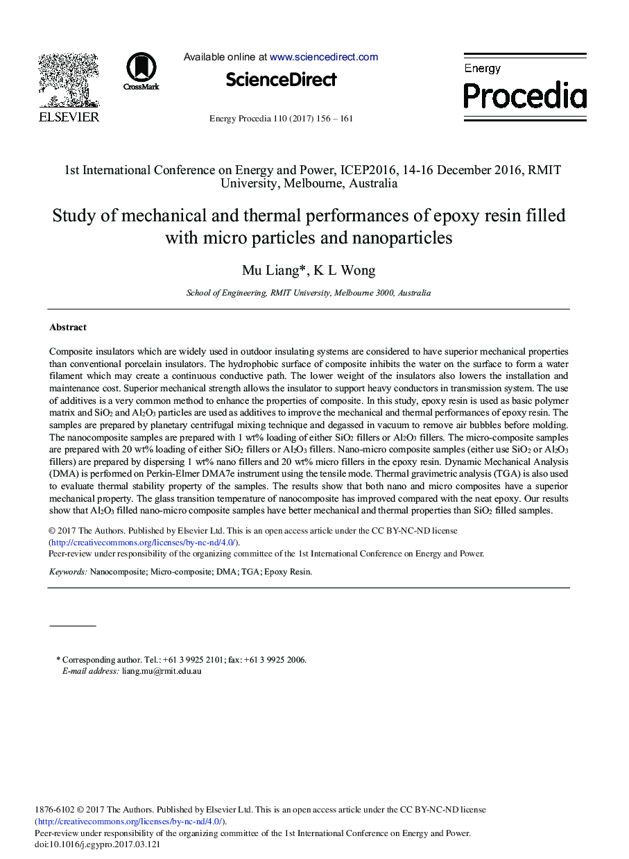 Study of Mechanical and Thermal Performances of Epoxy Resin Filled with Micro Particles and Nanoparticles