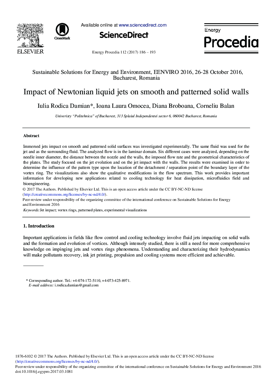 Impact of Newtonian Liquid Jets on Smooth and Patterned Solid Walls