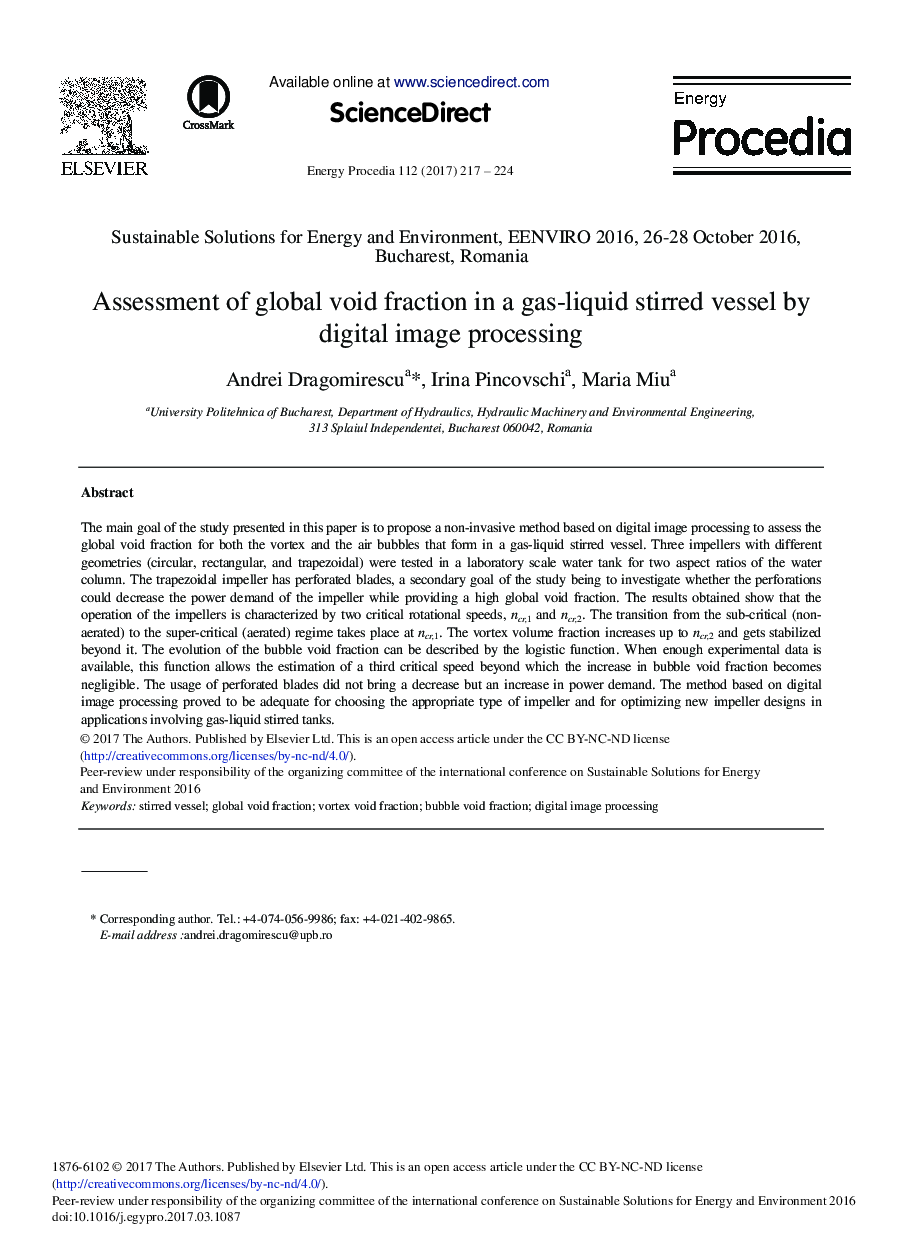 Assessment of Global Void Fraction in a Gas-liquid Stirred Vessel by Digital Image Processing