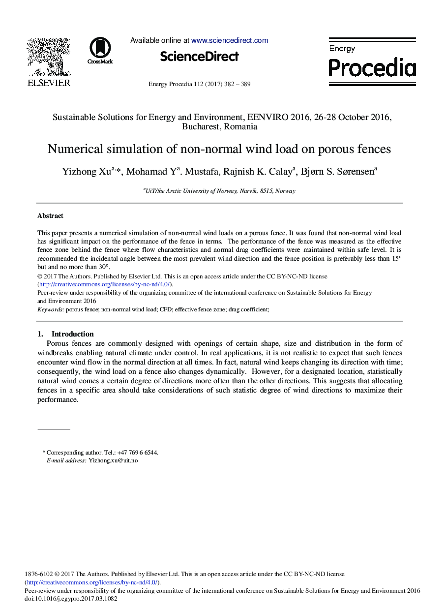 Numerical Simulation of Non-normal Wind Load on Porous Fences