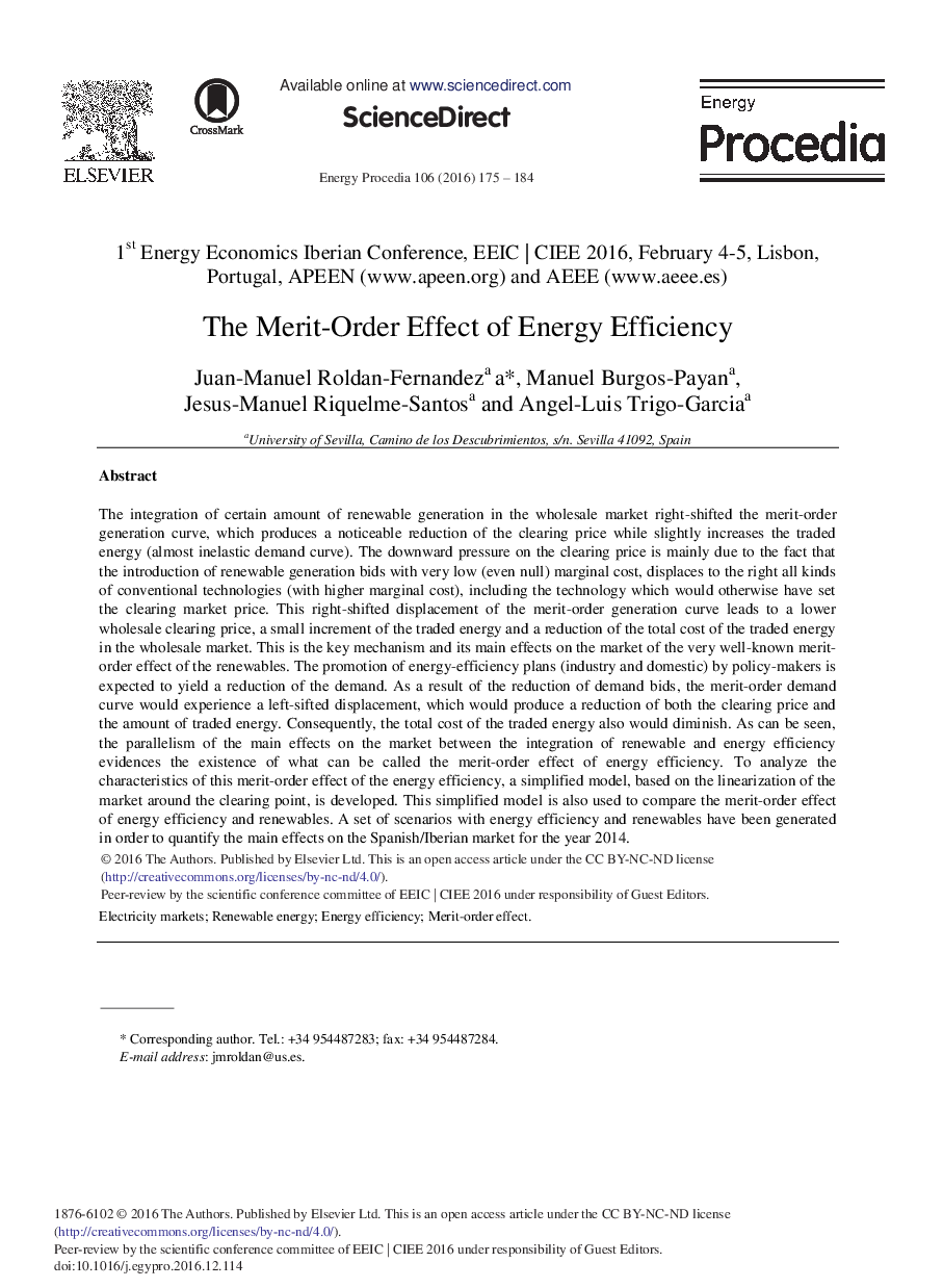 The Merit-Order Effect of Energy Efficiency