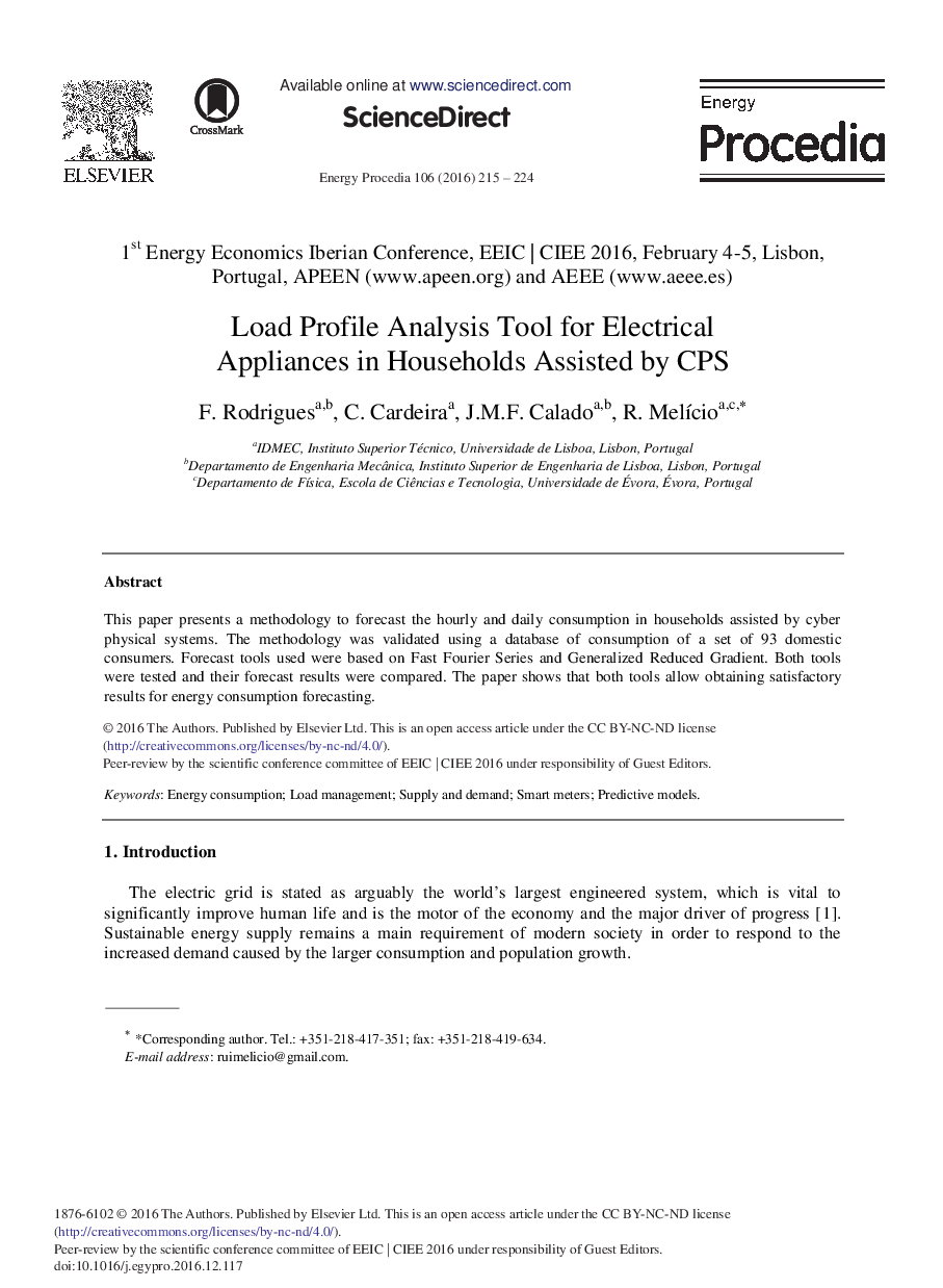 Load Profile Analysis Tool for Electrical Appliances in Households Assisted by CPS