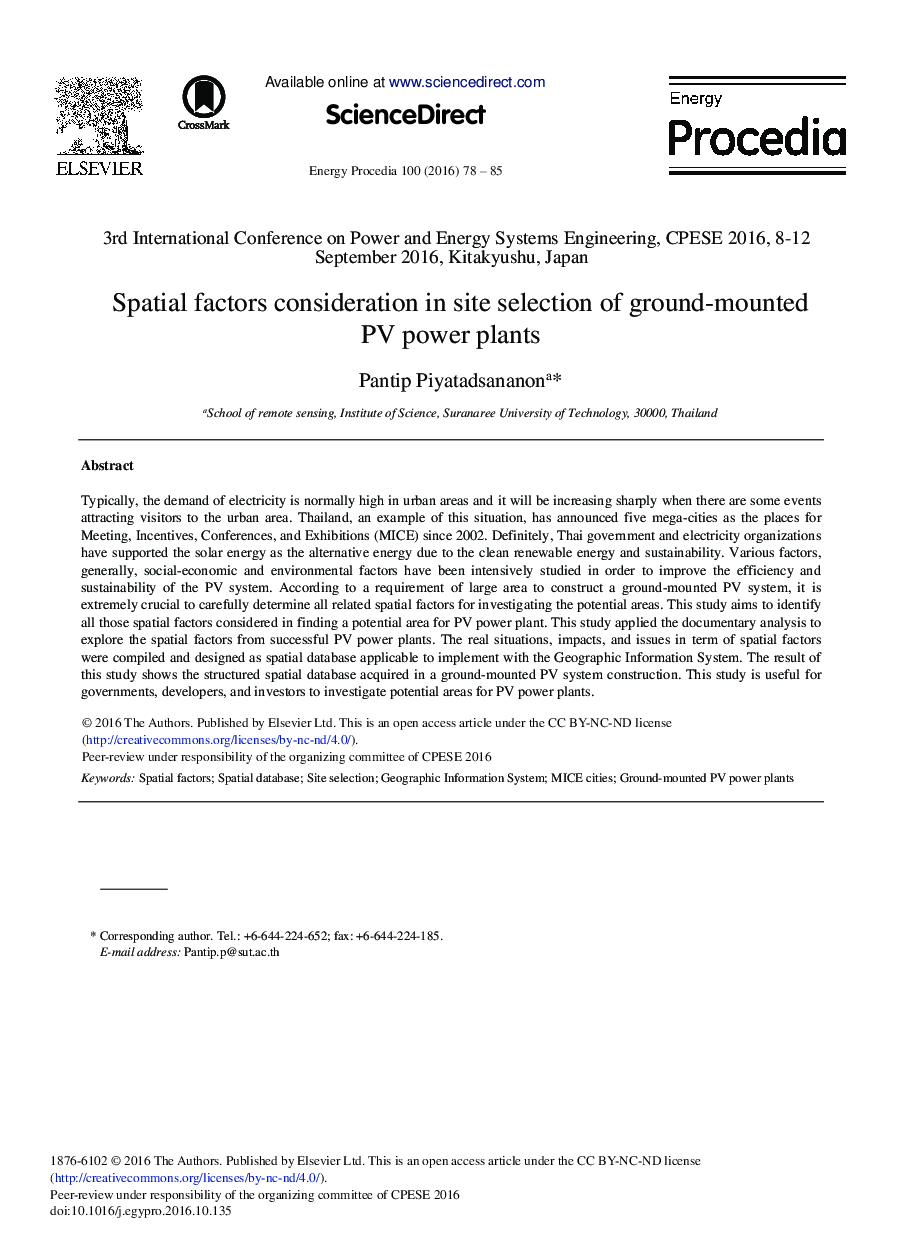 Spatial Factors Consideration in Site Selection of Ground-mounted PV Power Plants