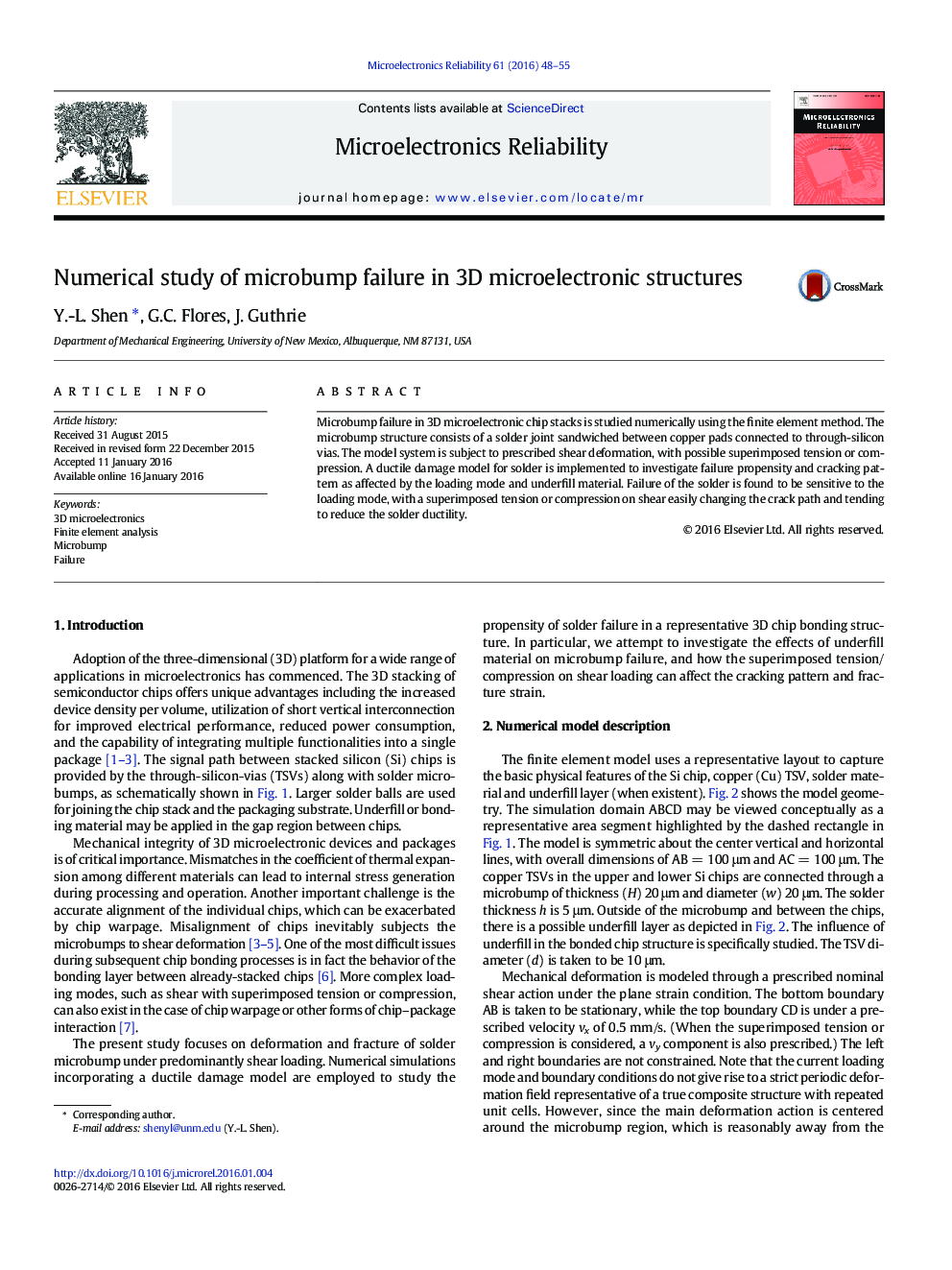 Numerical study of microbump failure in 3D microelectronic structures