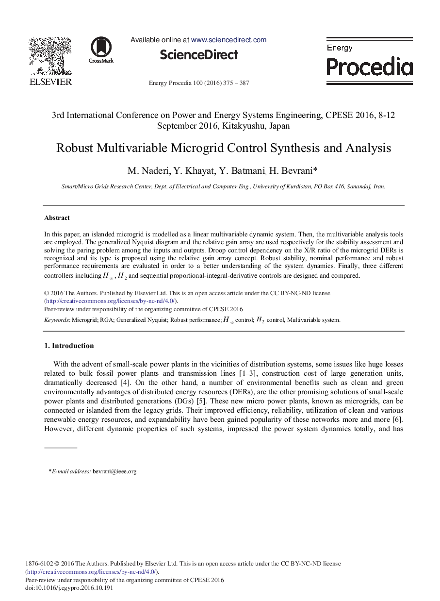 Robust Multivariable Microgrid Control Synthesis and Analysis