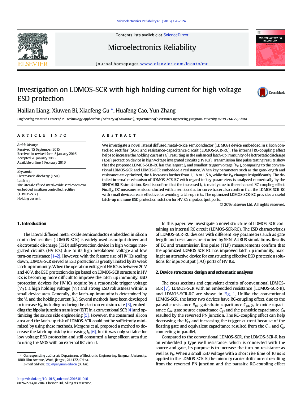 Investigation on LDMOS-SCR with high holding current for high voltage ESD protection