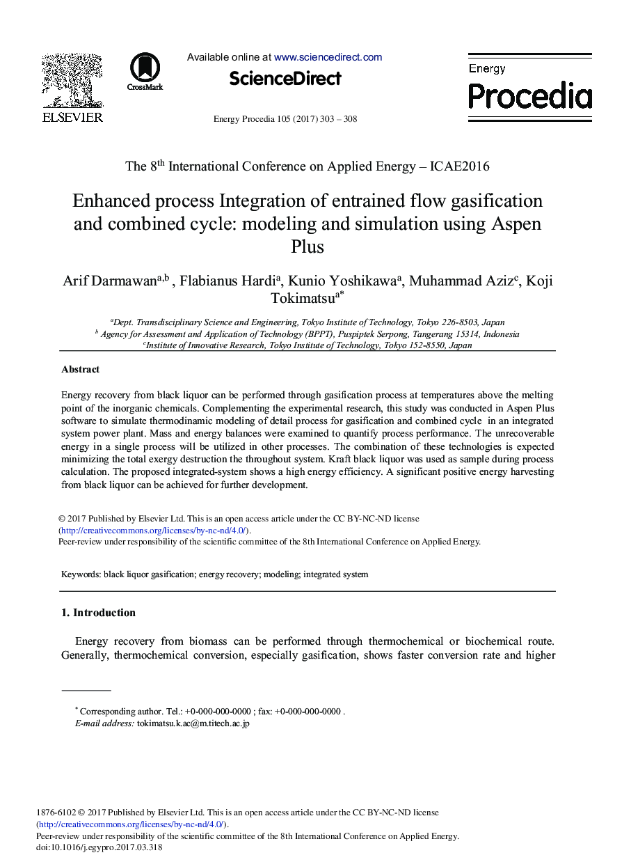 Enhanced Process Integration of Entrained Flow Gasification and Combined Cycle: Modeling and Simulation Using Aspen Plus