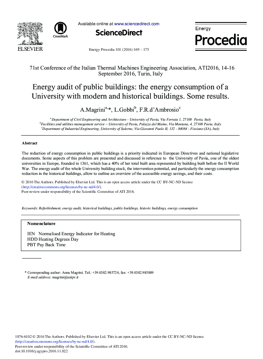 Energy Audit of Public Buildings: The Energy Consumption of a University with Modern and Historical Buildings. Some Results