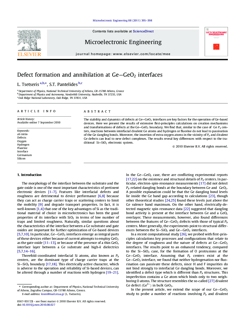 Defect formation and annihilation at Ge–GeO2Ge–GeO2 interfaces