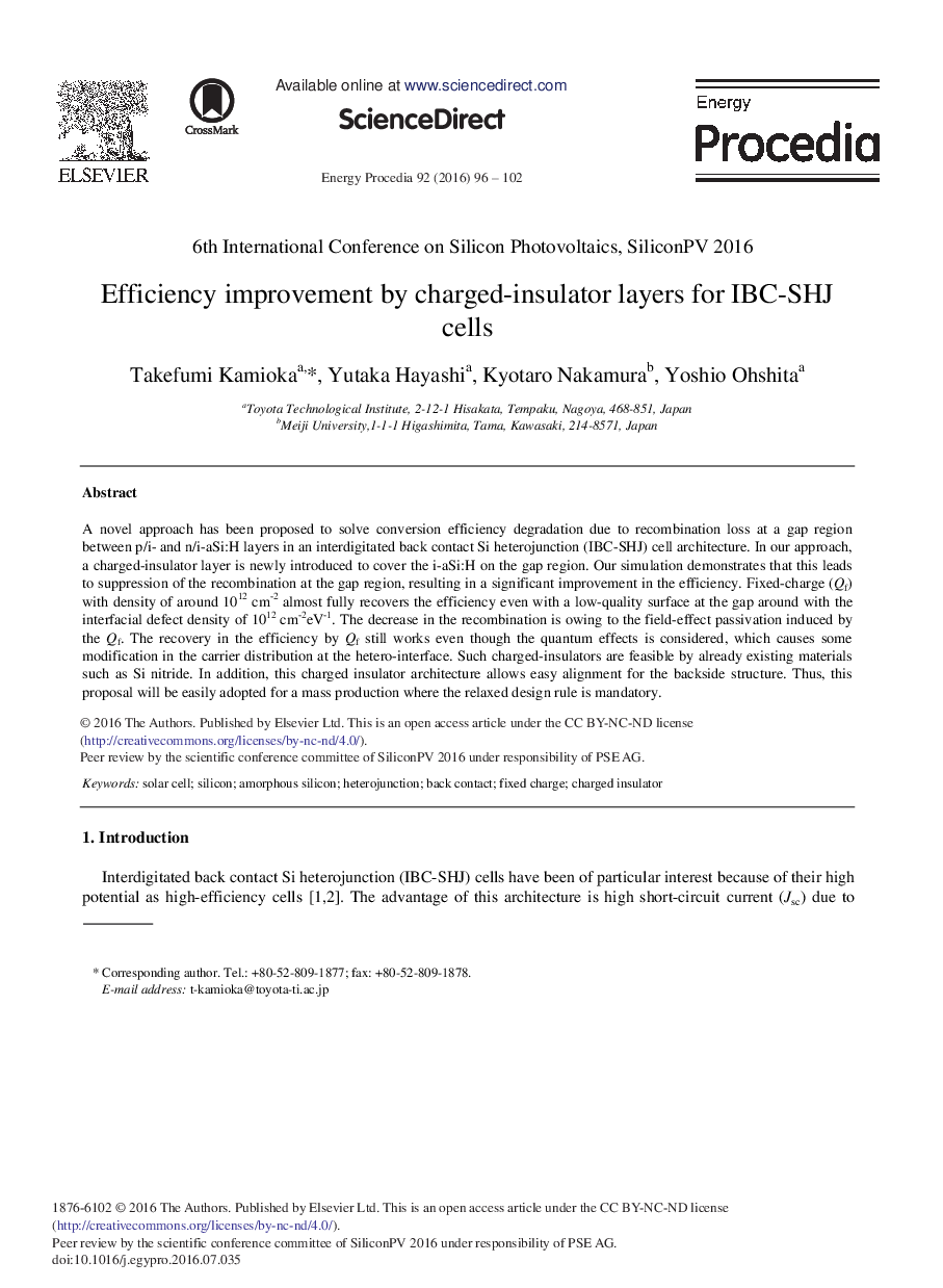 Efficiency Improvement by Charged-insulator Layers for IBC-SHJ Cells