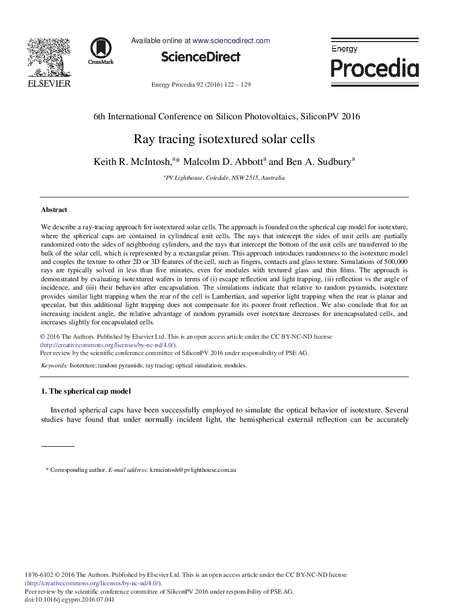 Ray Tracing Isotextured Solar Cells