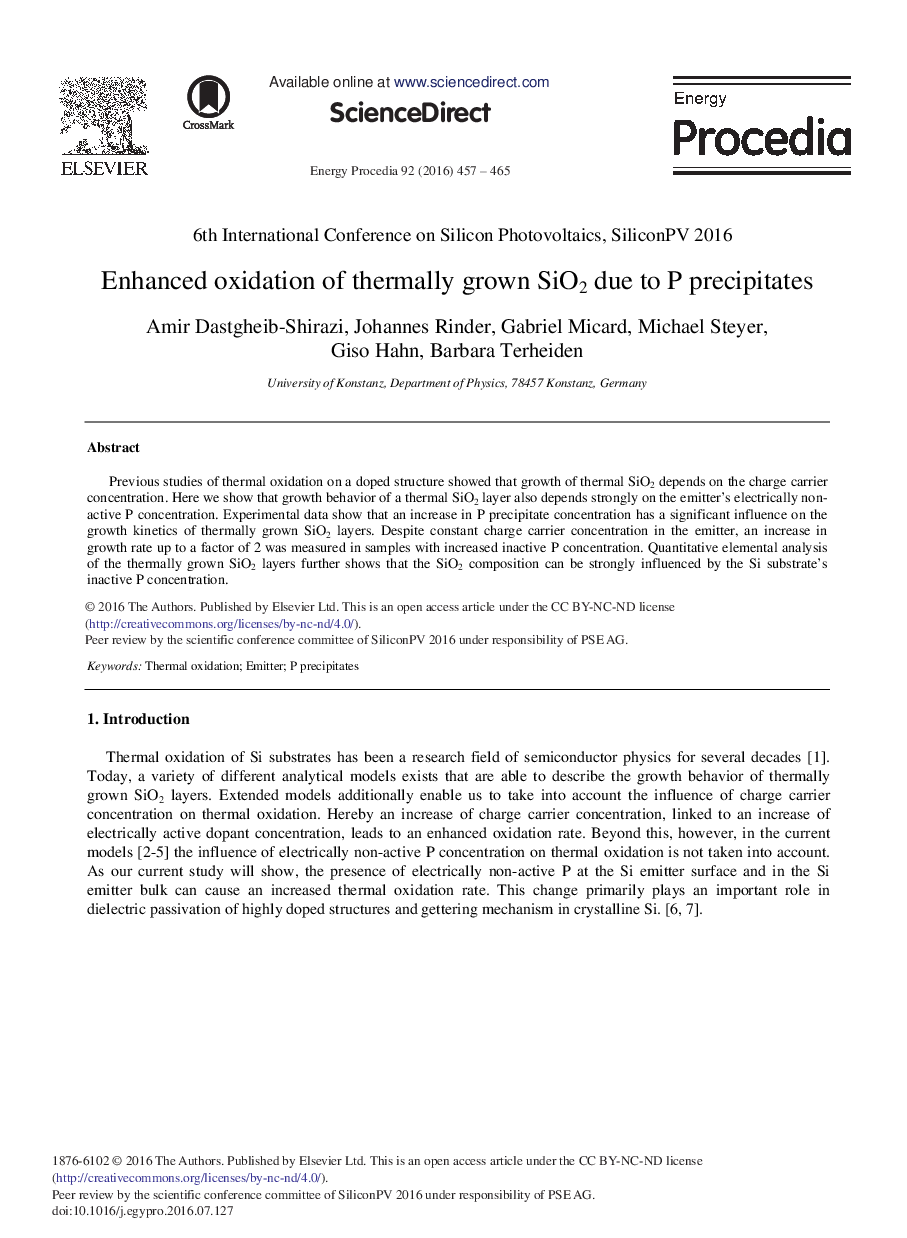 Enhanced Oxidation of Thermally Grown SiO2 Due to P Precipitates