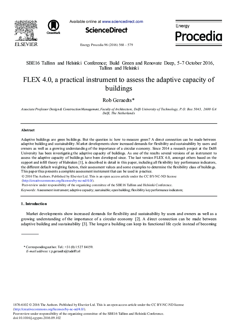 FLEX 4.0, A Practical Instrument to Assess the Adaptive Capacity of Buildings