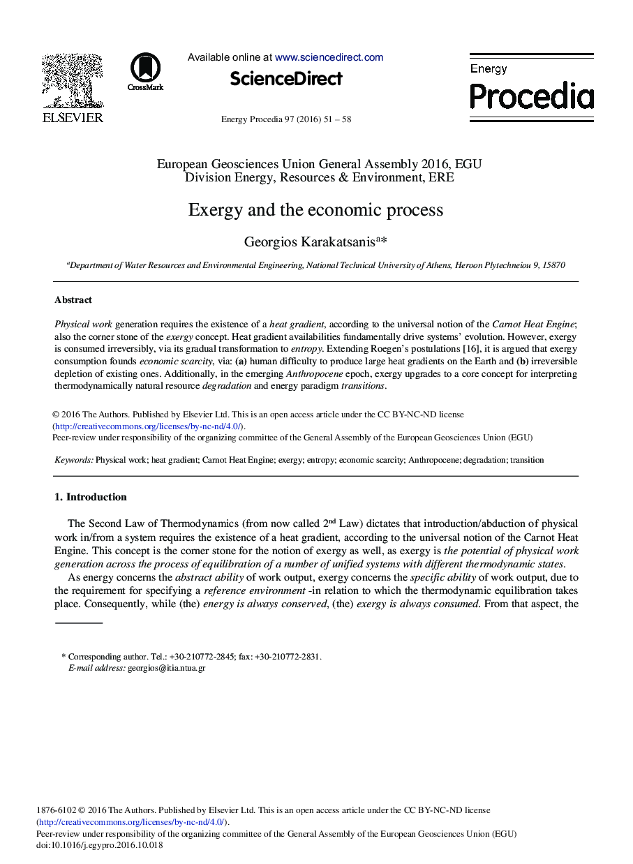 Exergy and the Economic Process