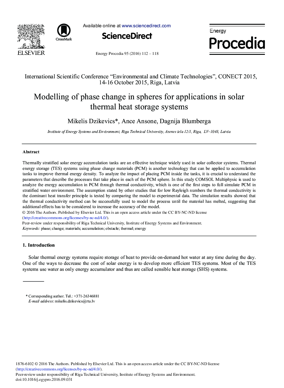 Modelling of Phase Change in Spheres for Applications in Solar Thermal Heat Storage Systems