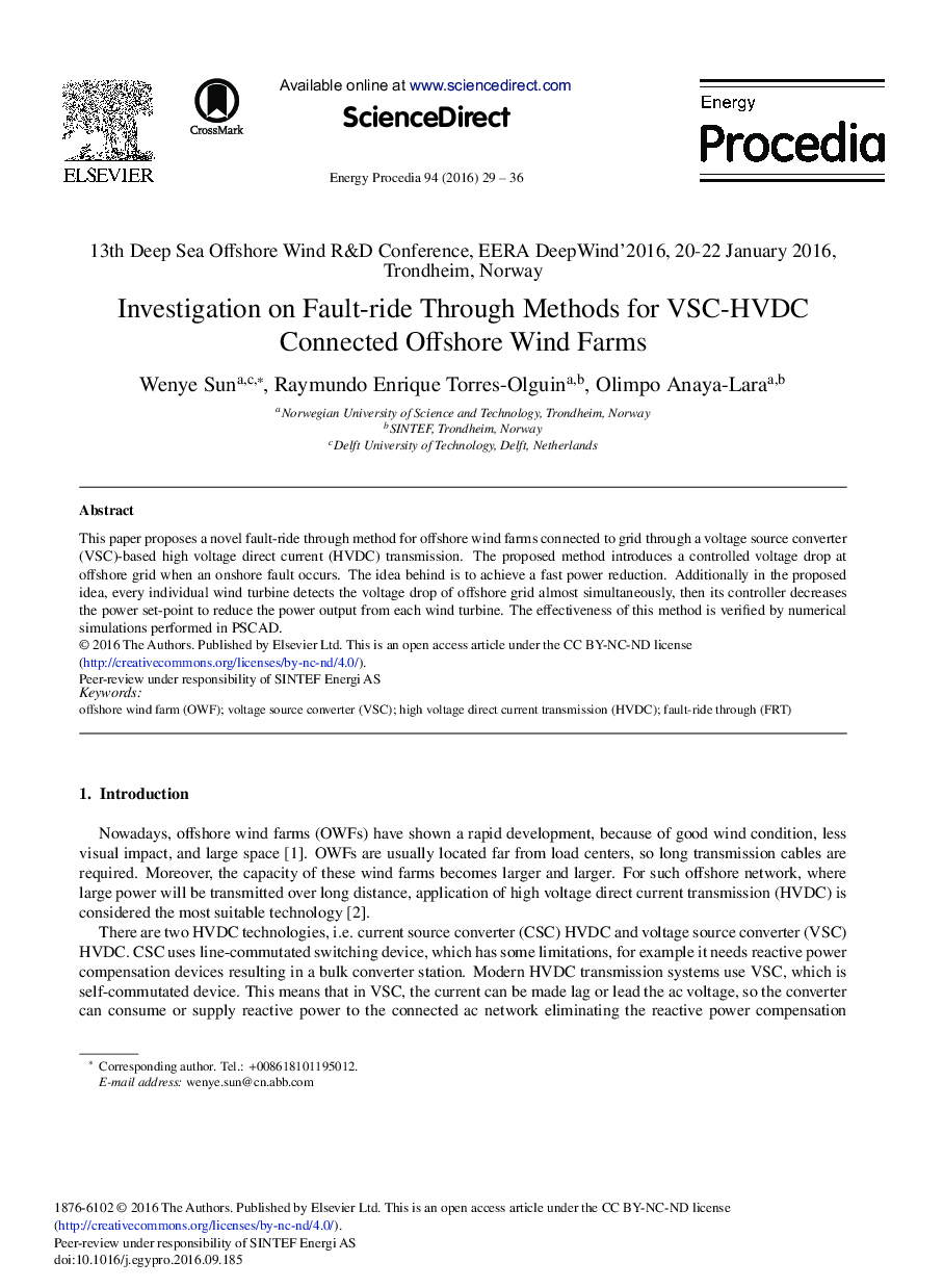 Investigation on Fault-ride through Methods for VSC-HVDC Connected Offshore Wind Farms