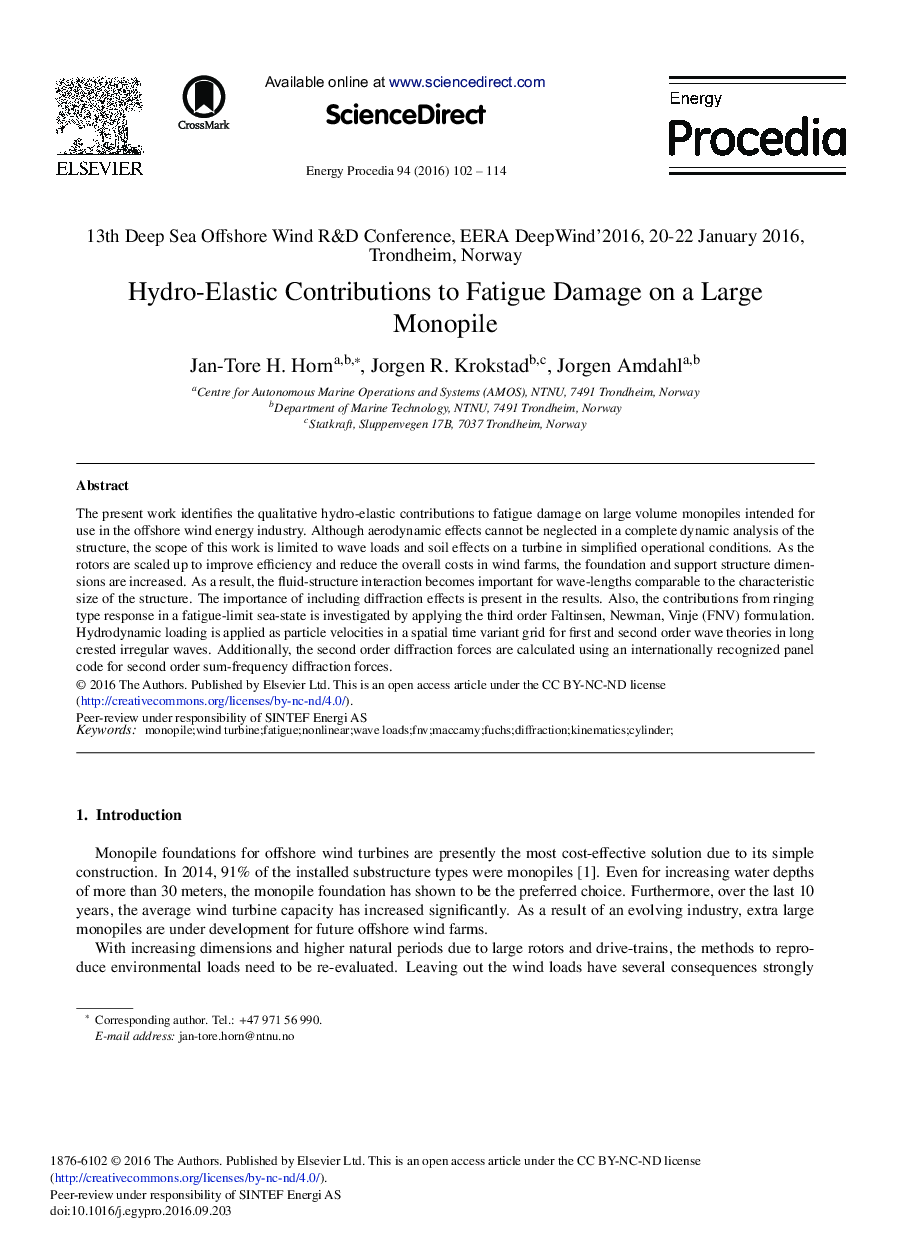 Hydro-Elastic Contributions to Fatigue Damage on a Large Monopile