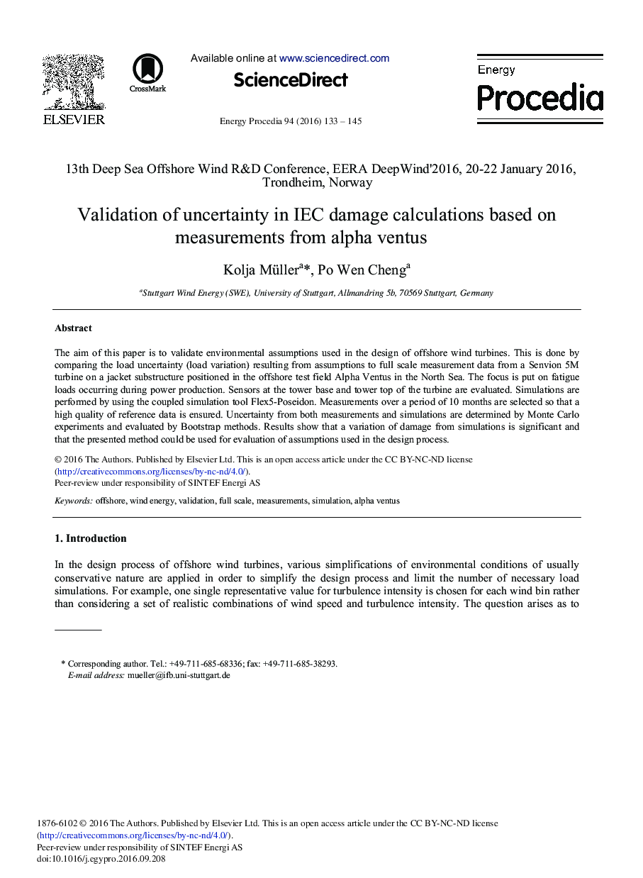 Validation of Uncertainty in IEC Damage Calculations Based on Measurements from Alpha Ventus