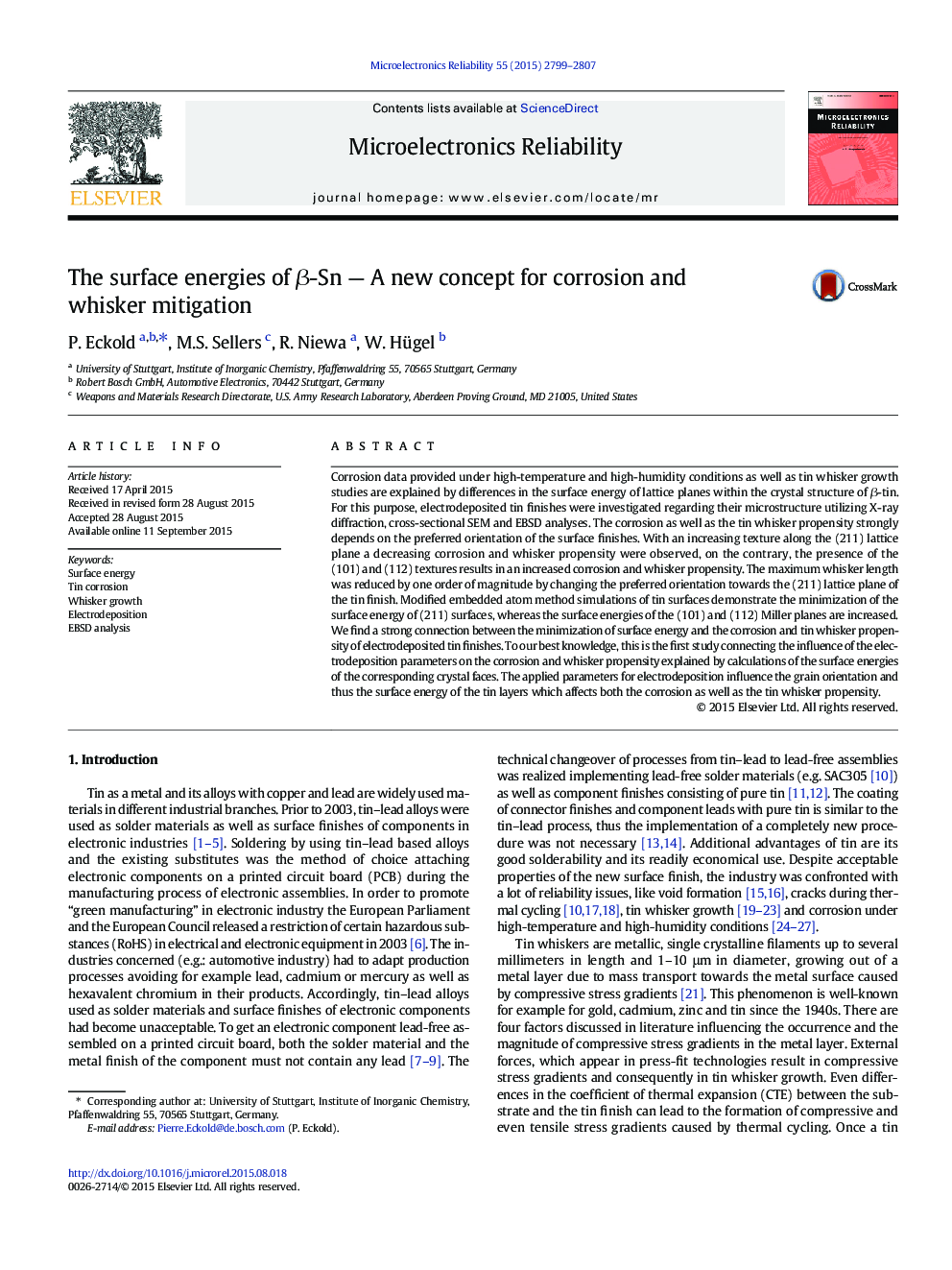 The surface energies of β-Sn — A new concept for corrosion and whisker mitigation