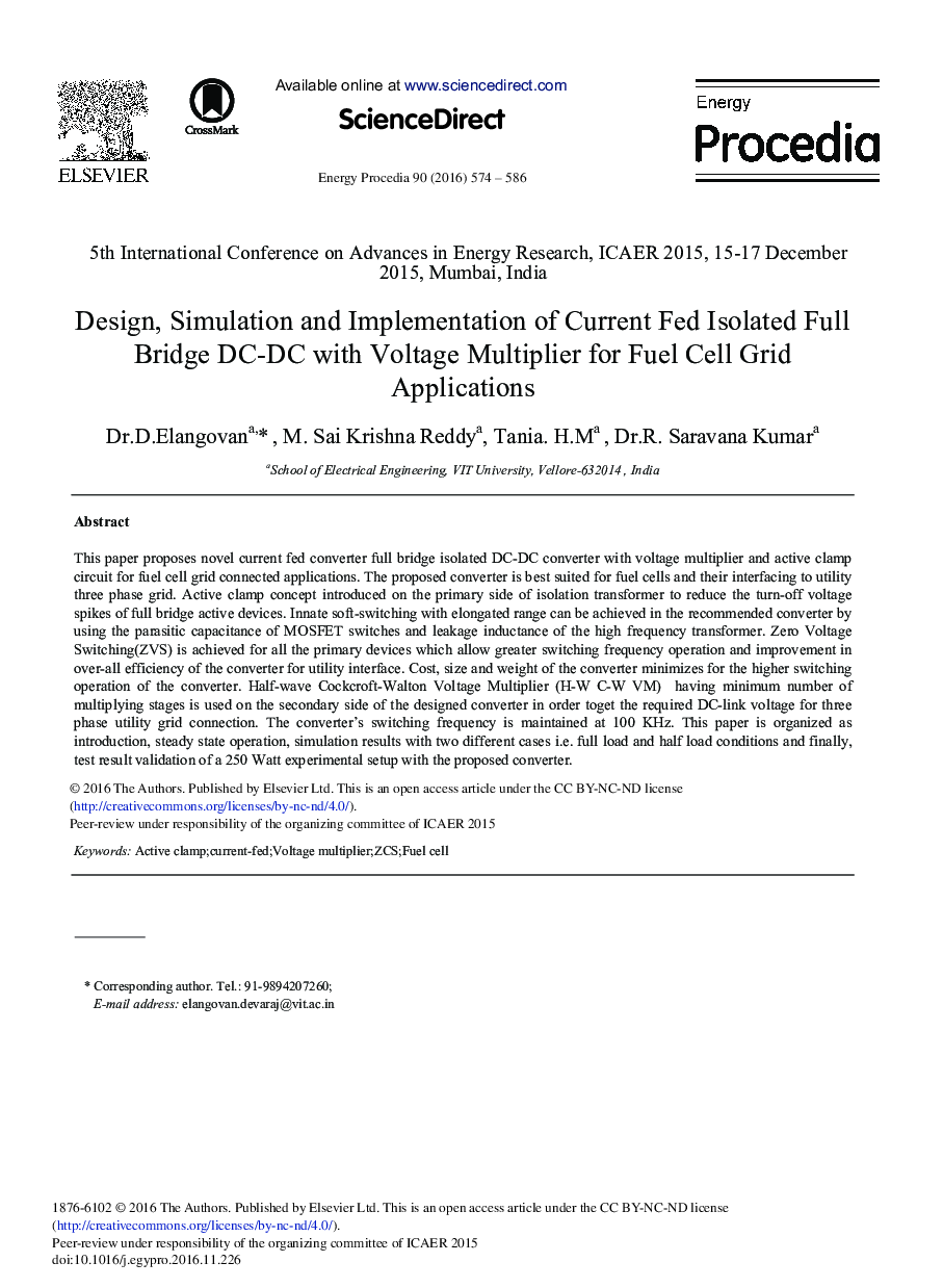 Design, Simulation and Implementation of Current Fed Isolated Full Bridge DC-DC with Voltage Multiplier for Fuel Cell Grid Applications