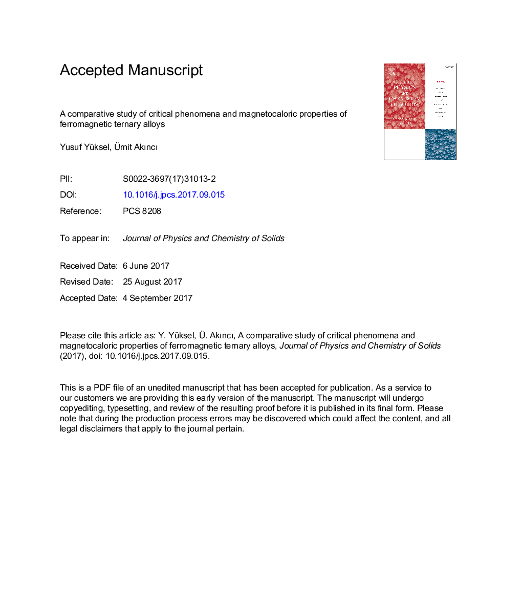 A comparative study of critical phenomena and magnetocaloric properties of ferromagnetic ternary alloys