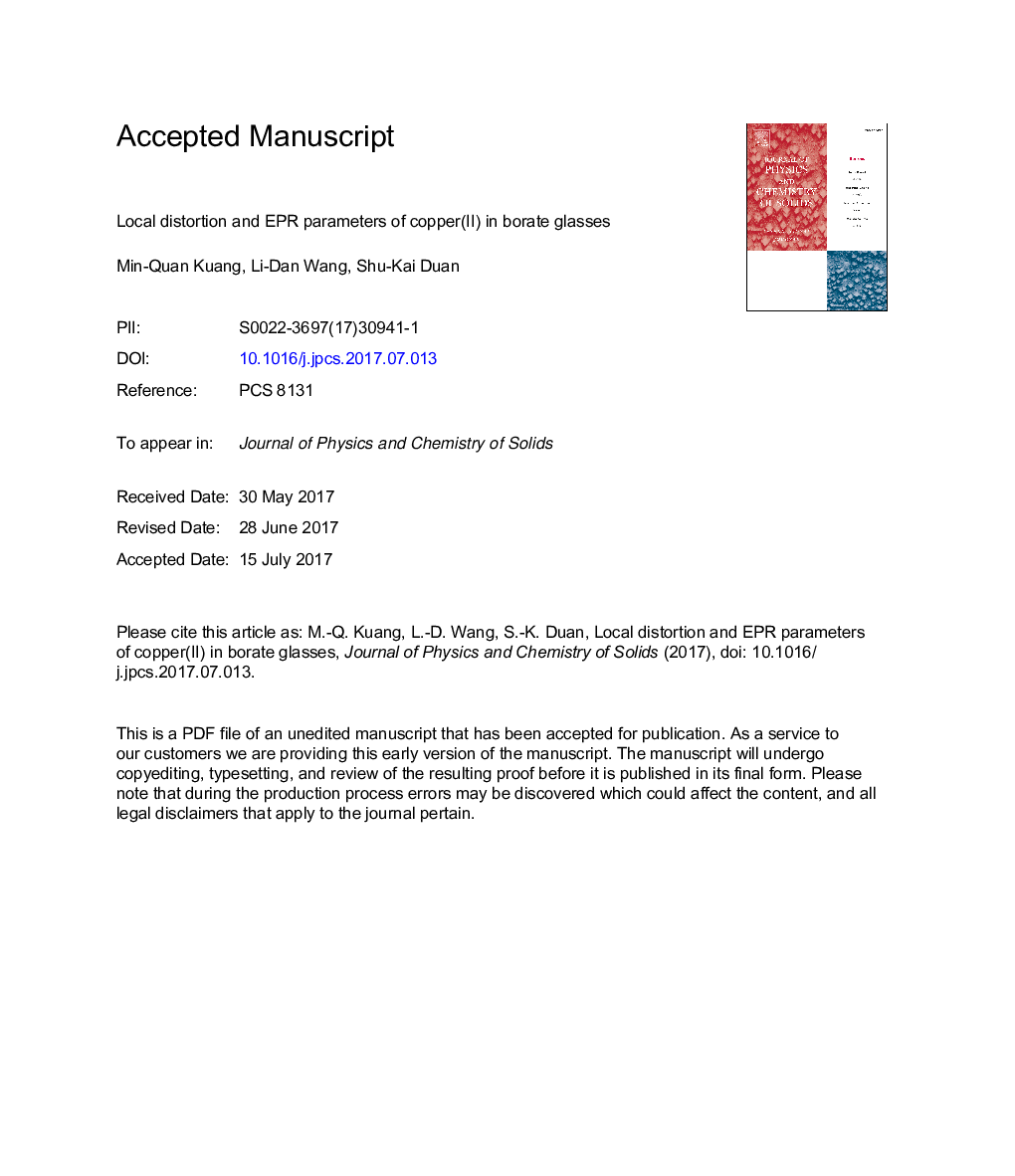 Local distortion and EPR parameters of copper(II) in borate glasses