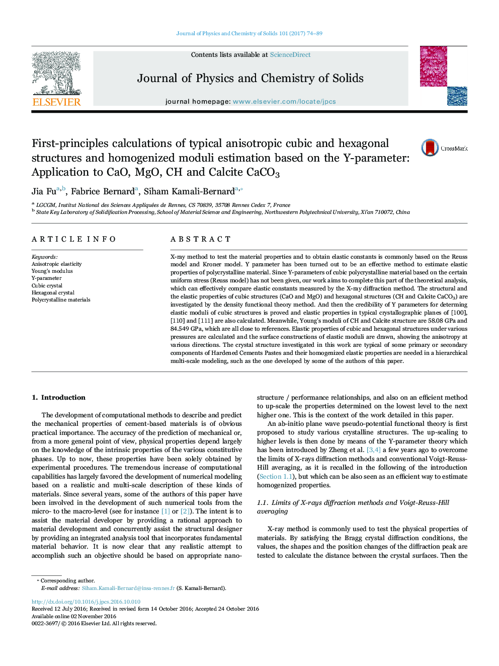 First-principles calculations of typical anisotropic cubic and hexagonal structures and homogenized moduli estimation based on the Y-parameter: Application to CaO, MgO, CH and Calcite CaCO3